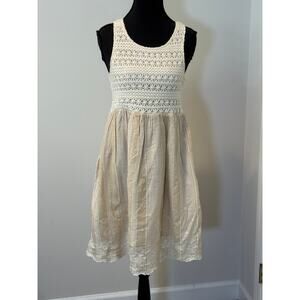 Hem & Thread Sleeveless A-line Mini Dress with a Crochet Top